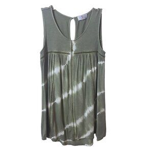 OSO Casuals Tie-dye Open Knit Detail Sleeveless Top Green, Large